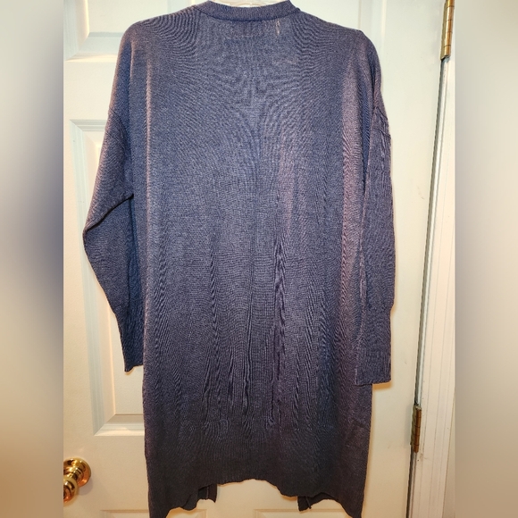 POOF APPAREL CARDIGAN 3/4 SLEEVE BLUE SOFT TUNIC WOMENS MEDIUM COTTON BLEND - Picture 4 of 8